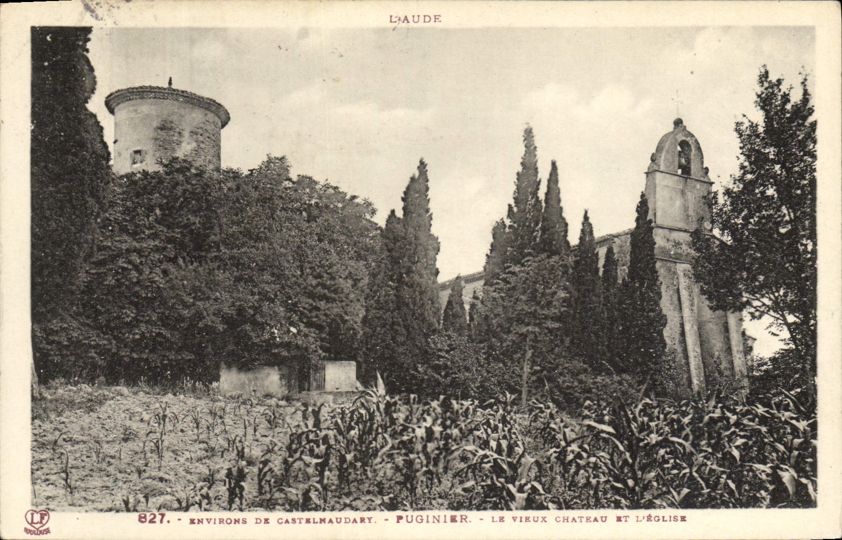 VINTAGE POSTCARD the Aude Environs of Castelnaudary Puginier the old castle and the church