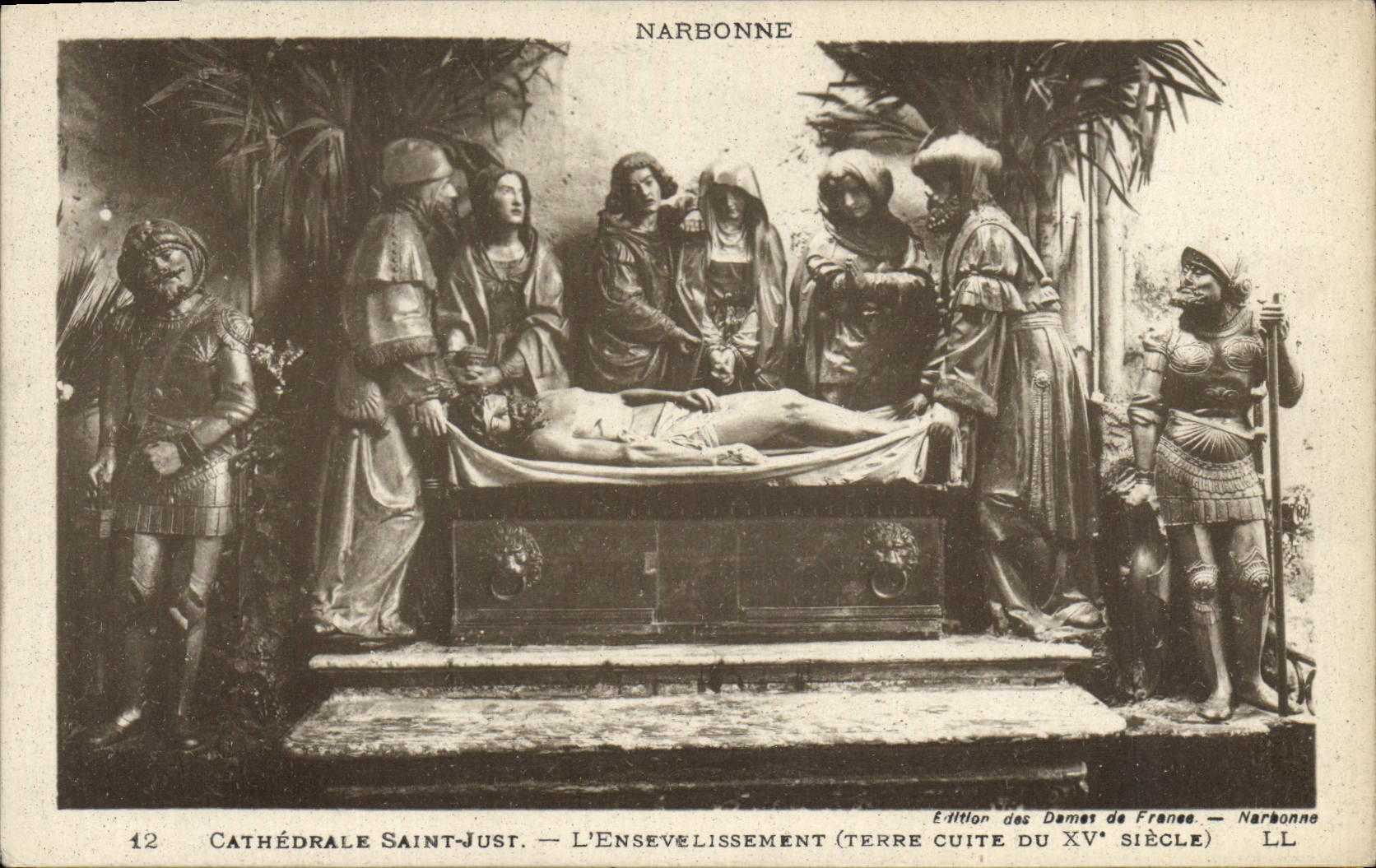 Santo de la catedral de Narbonne de la POSTAL de la VENDIMIA apenas el entierro