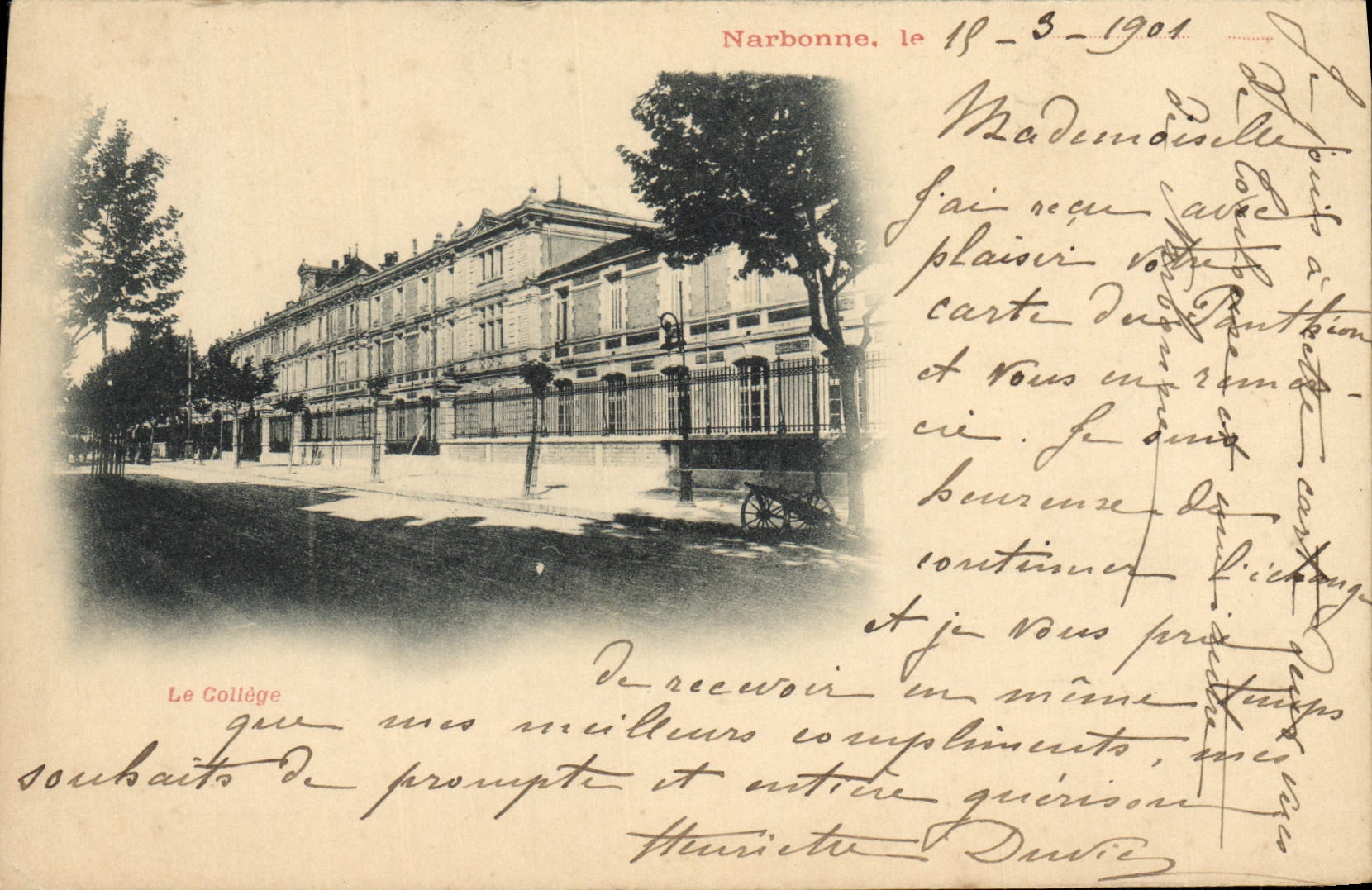 POSTAL Narbonne de la VENDIMIA la universidad