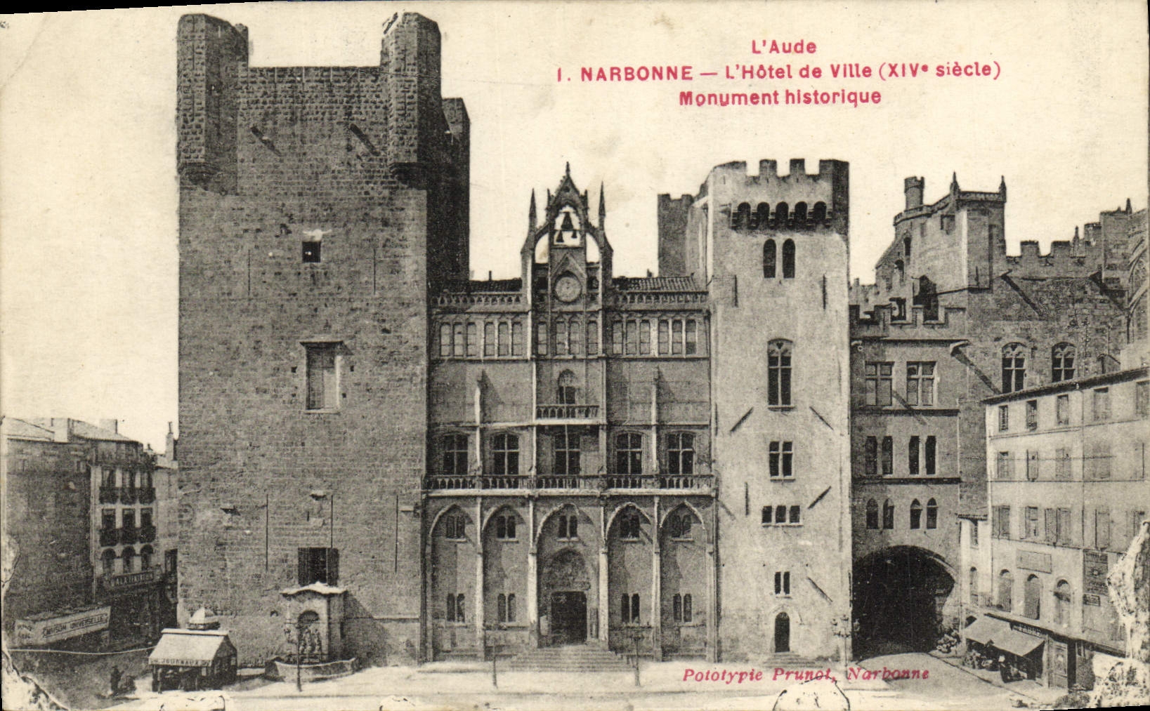 POSTAL de la VENDIMIA el Aude Narbonne el monumento del ayuntamiento