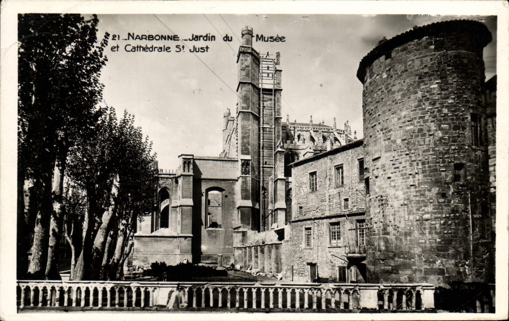 Jardín de Narbonne de la POSTAL de la VENDIMIA del St del museo y de la catedral apenas