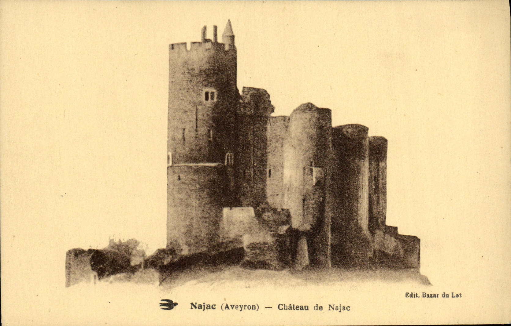 VINTAGE POSTCARD Najac Castle Of najac