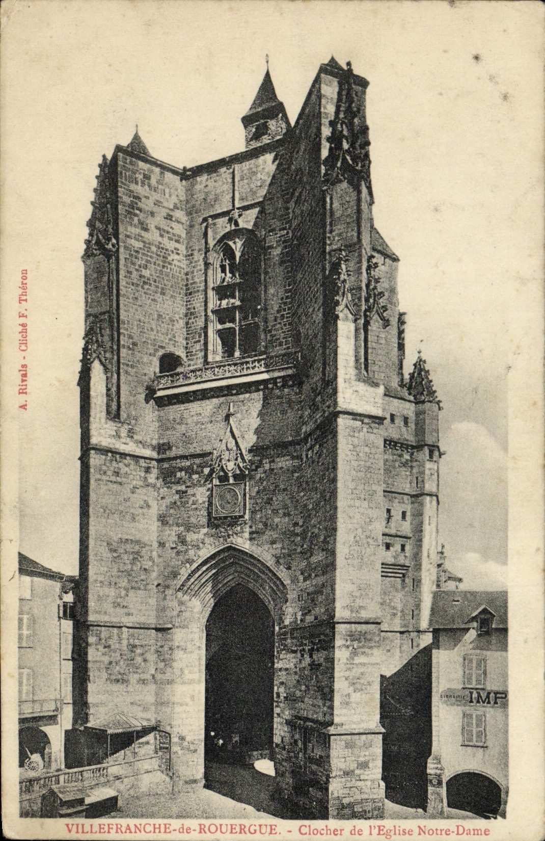 VINTAGE POSTCARD Villefranche De Rouergue Bell-tower of the church our lady