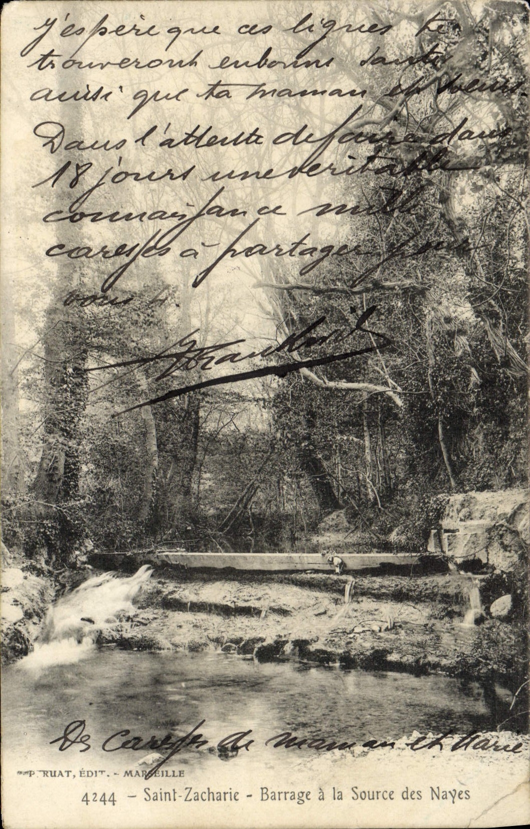 VINTAGE POSTCARD Holy Zacharie Barrgae with the source of Nayes