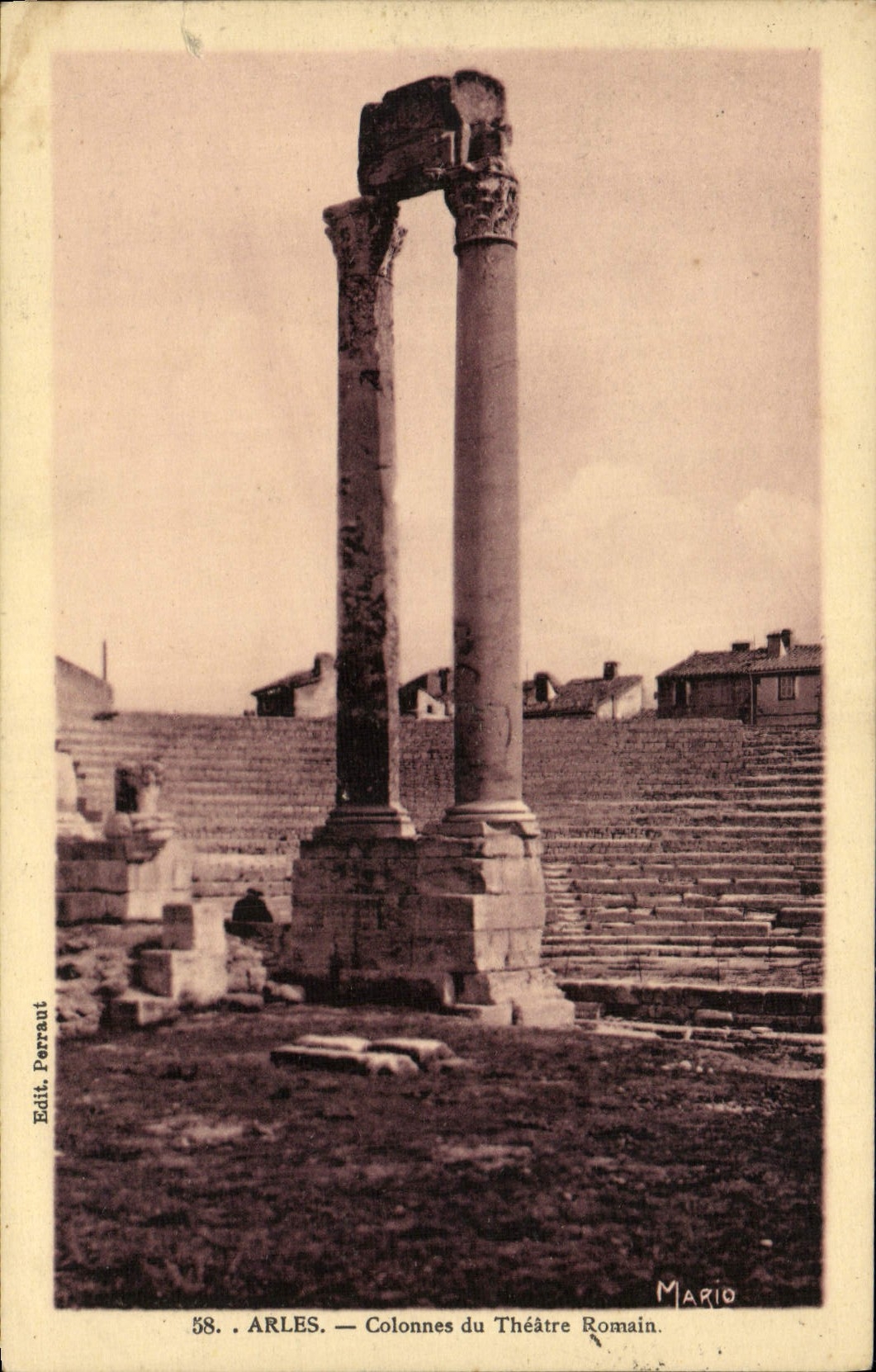 VINTAGE POSTCARD Arles Columns Of the Romain Theater