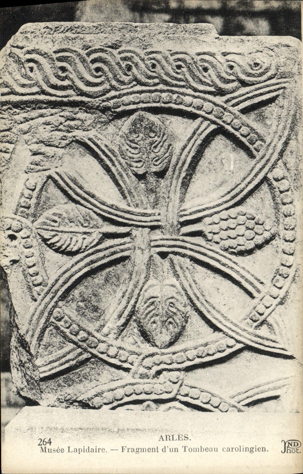 VINTAGE POSTCARD Concise Arles Museum Fragment Of a Carolingian Tomb