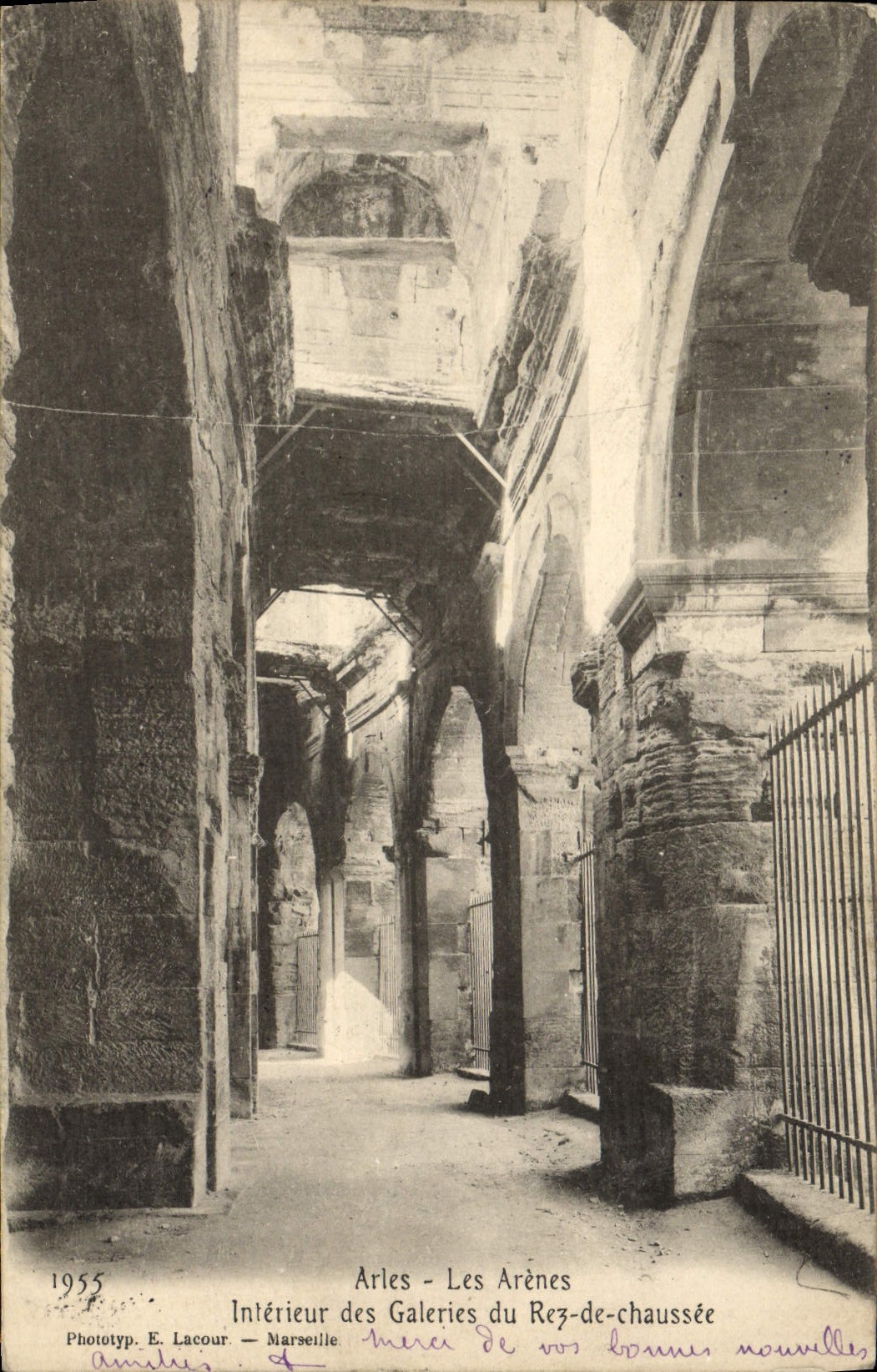 VINTAGE POSTCARD Arles Interior of the Galleries of Rez de Chaussee