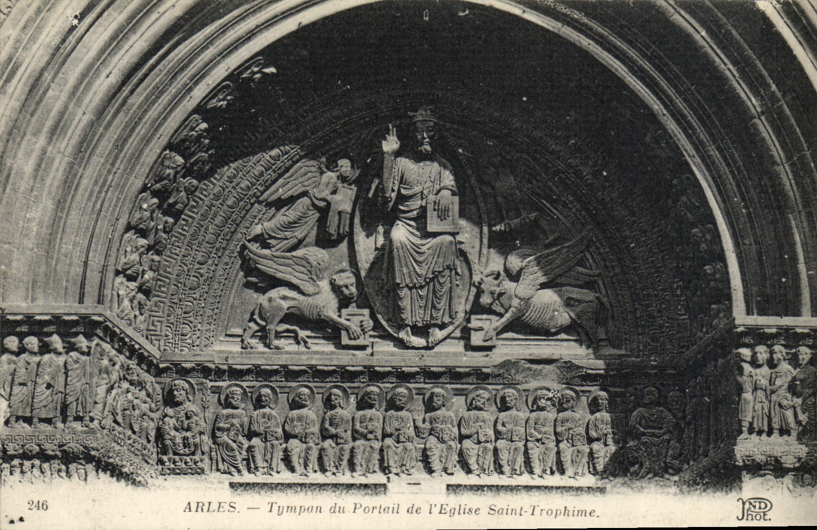 VINTAGE POSTCARD Arles Tympanum of the Holy Gate of the Church Trophime