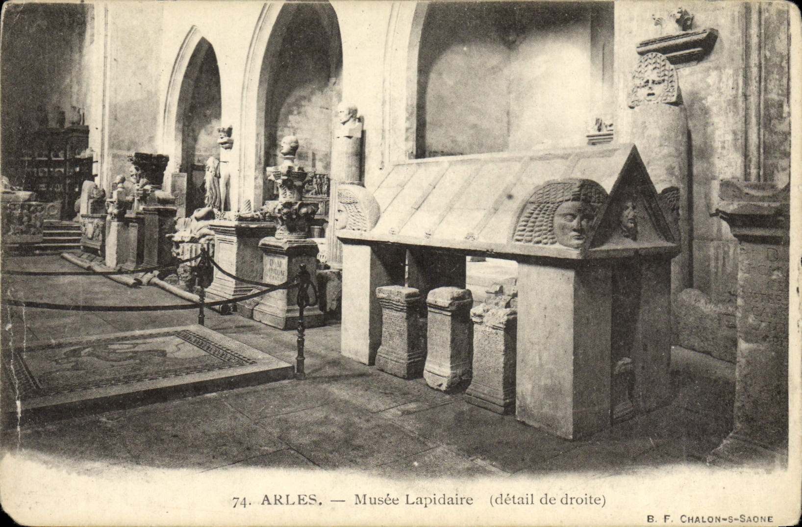 VINTAGE POSTCARD Concise Arles Museum detail of right-hand side