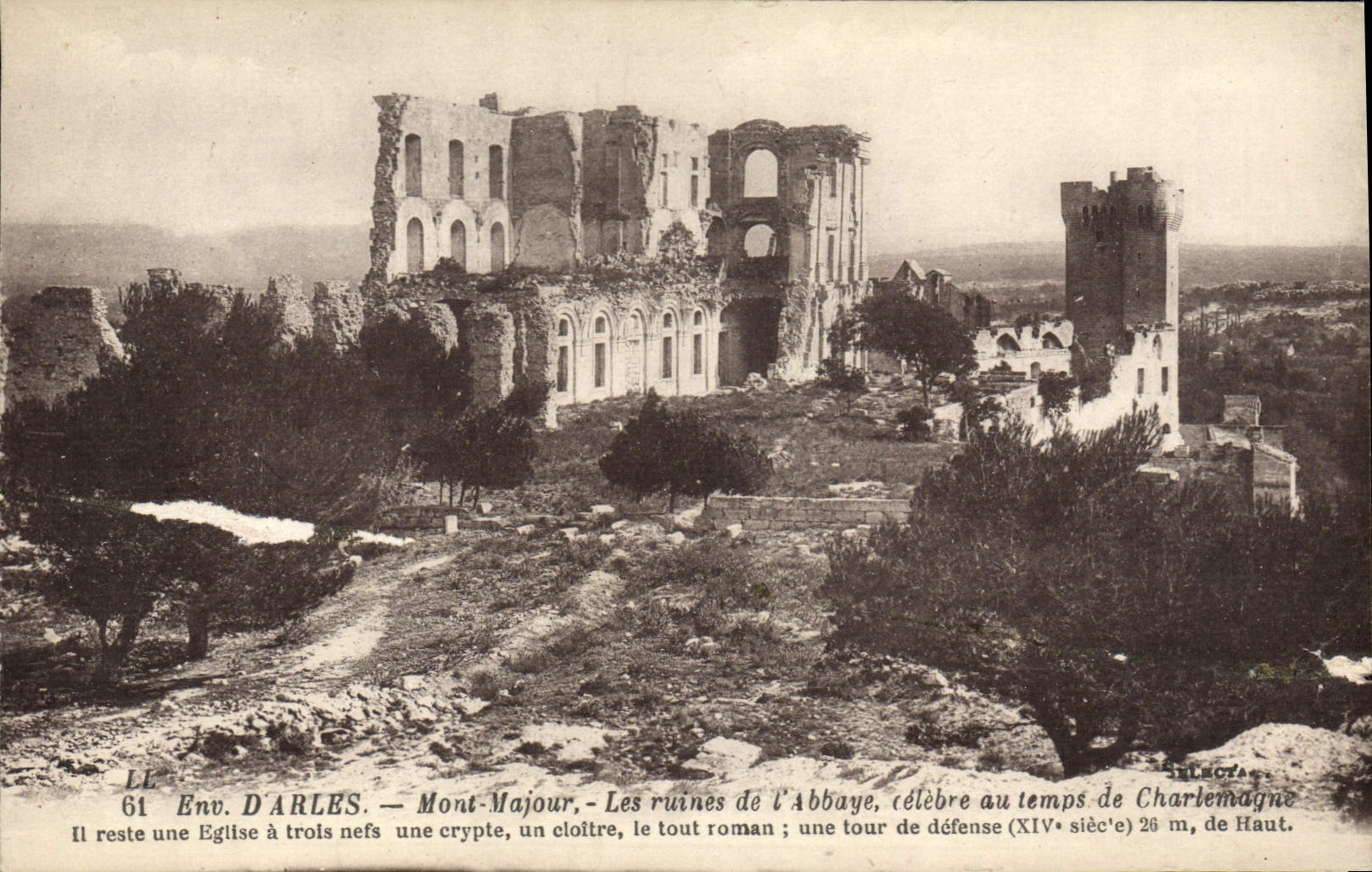 VINTAGE POSTCARD Arles Majour Mount Ruins of the Abbey