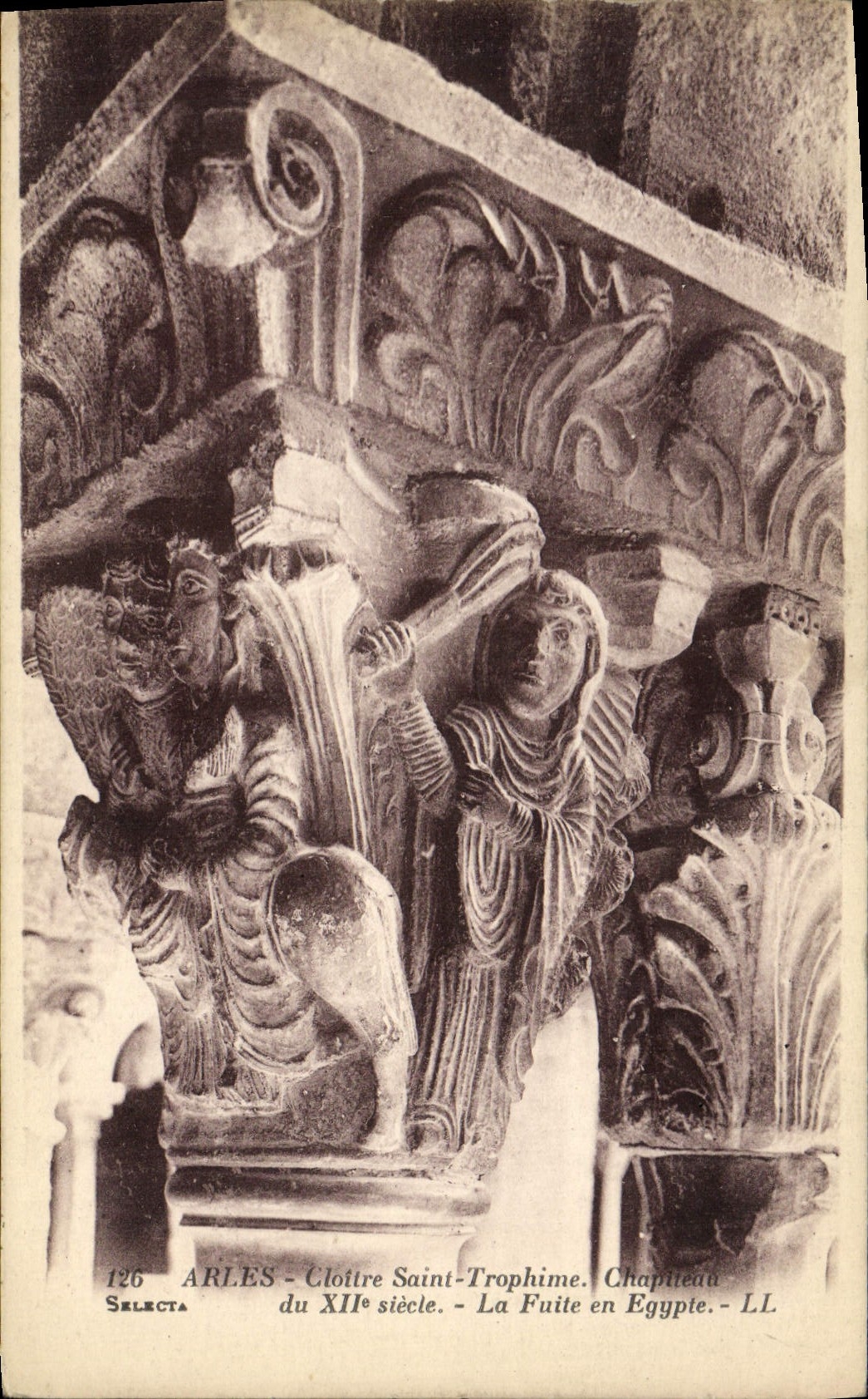VINTAGE POSTCARD Arles Holy Cloister Trophime Capital of the 12th escape in Egypt