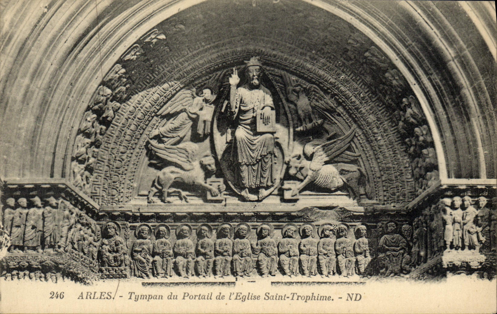 VINTAGE POSTCARD Arles Tympau of the Holy Gate of the Church Trophime