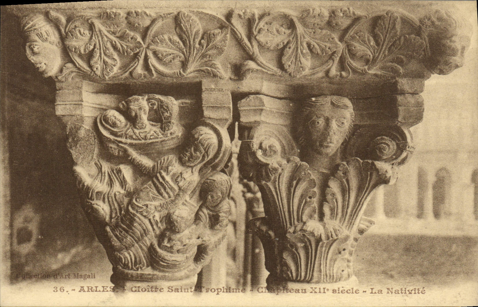 CPA Arles Cathedrale Sainte Trophime Chapiteau La nativite