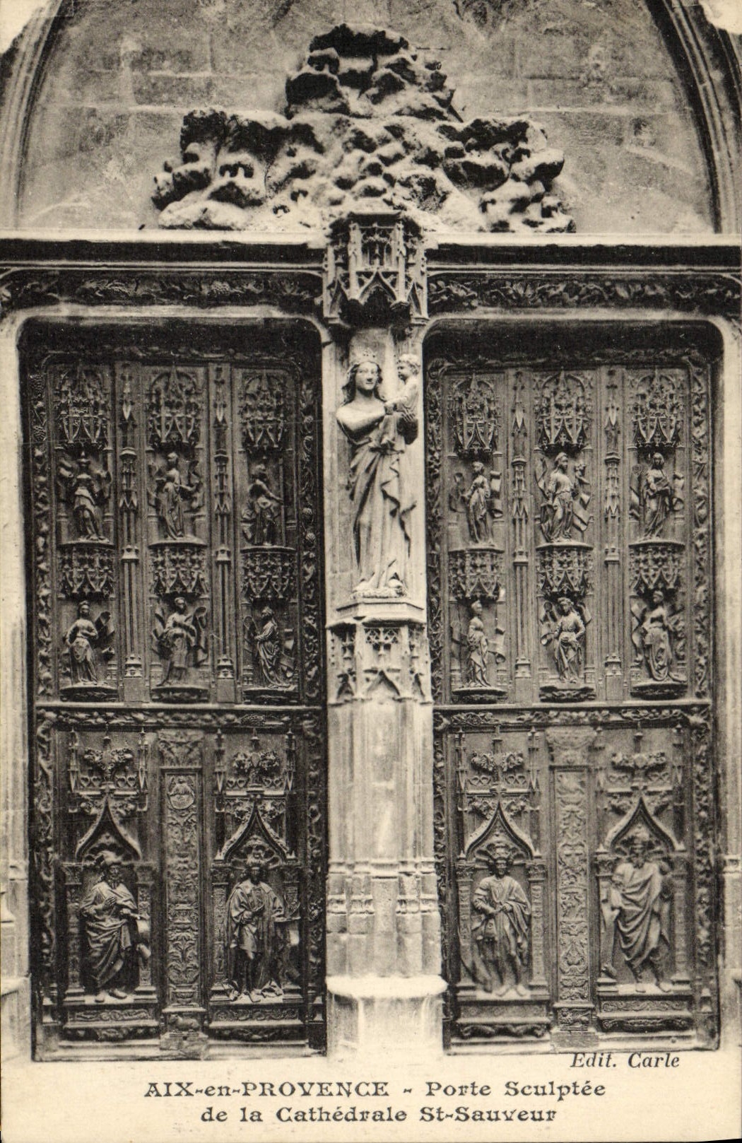 CPA Aix en Provence Porte Sculptee de la Cathedrale St Sauveur