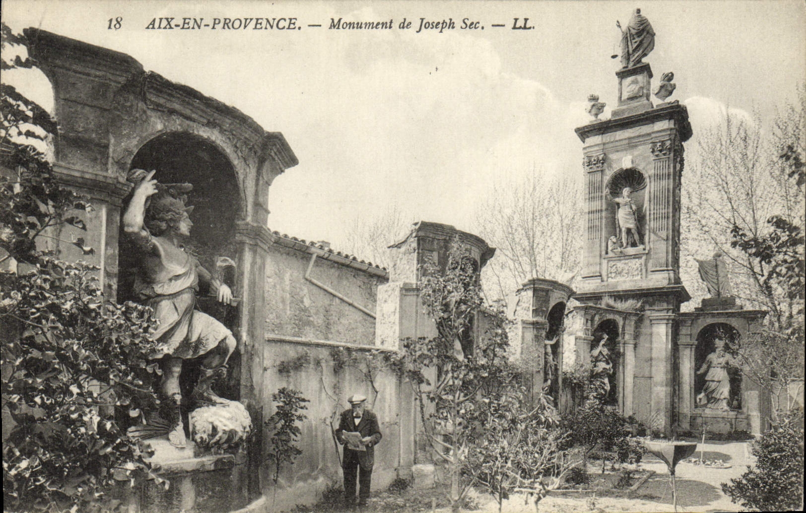 Aix de la POSTAL de la VENDIMIA en el monumento de Provence de José seco