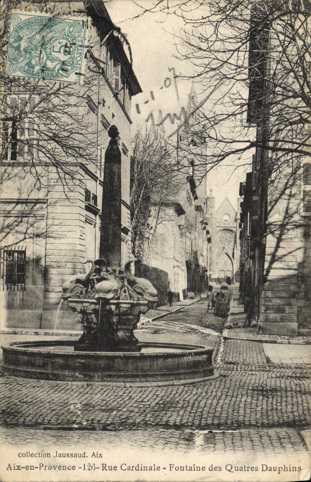 CPA Aix en Provence Rue Cardinale Fontaine des Quatre Dauphins