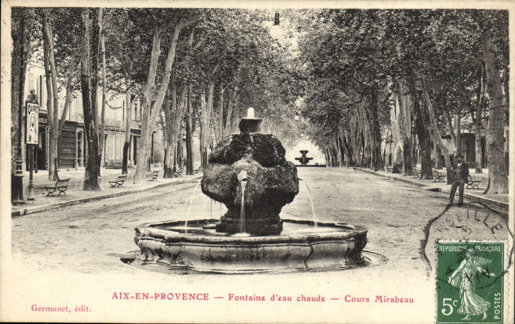 CPA Aix en Provence Fontaine d'eau Chaude Cours Mirabeau