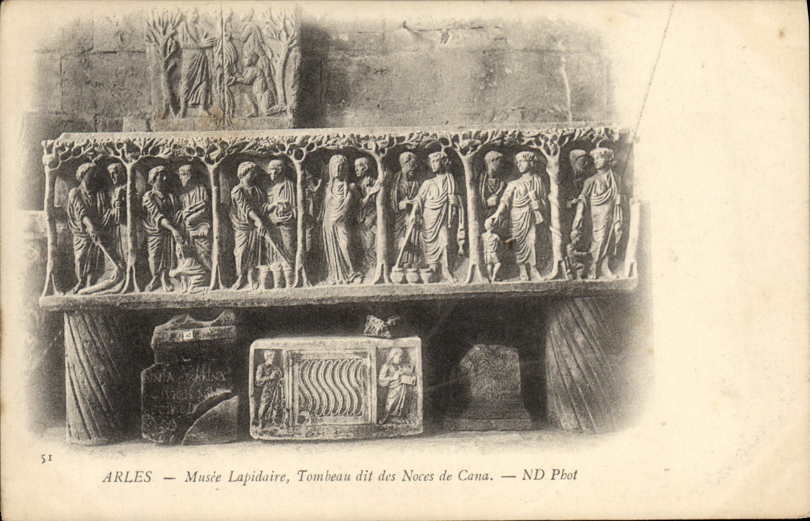 VINTAGE POSTCARD Concise Arles Museum Tomb known as of the wedding at Cana