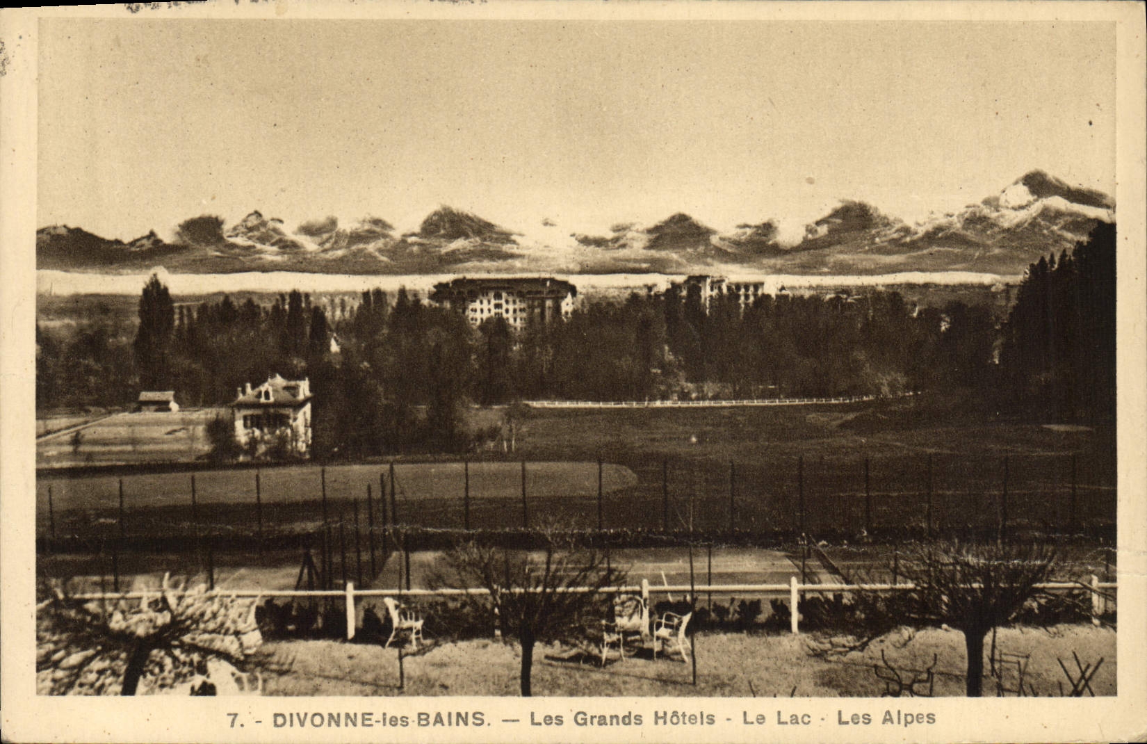 VINTAGE POSTCARD Divonne les Bains Large Hotels the Lake