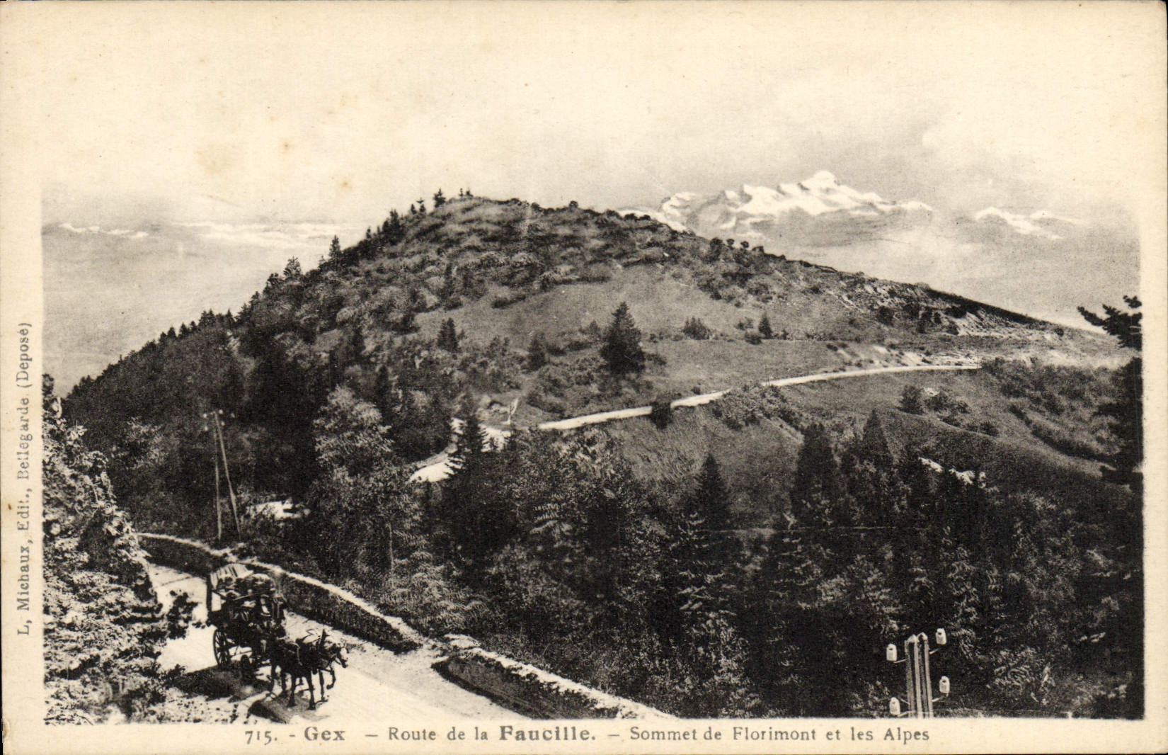 VINTAGE POSTCARD Gex Road of the Sickle Summit of Florimont and the Alps
