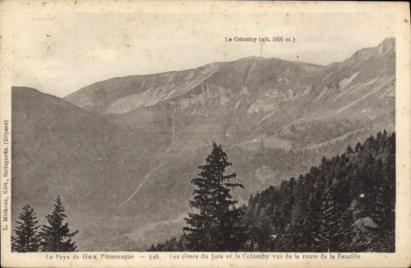 VINTAGE POSTCARD Gex summits of the Jura and Colomby seen of the road of the Sickle