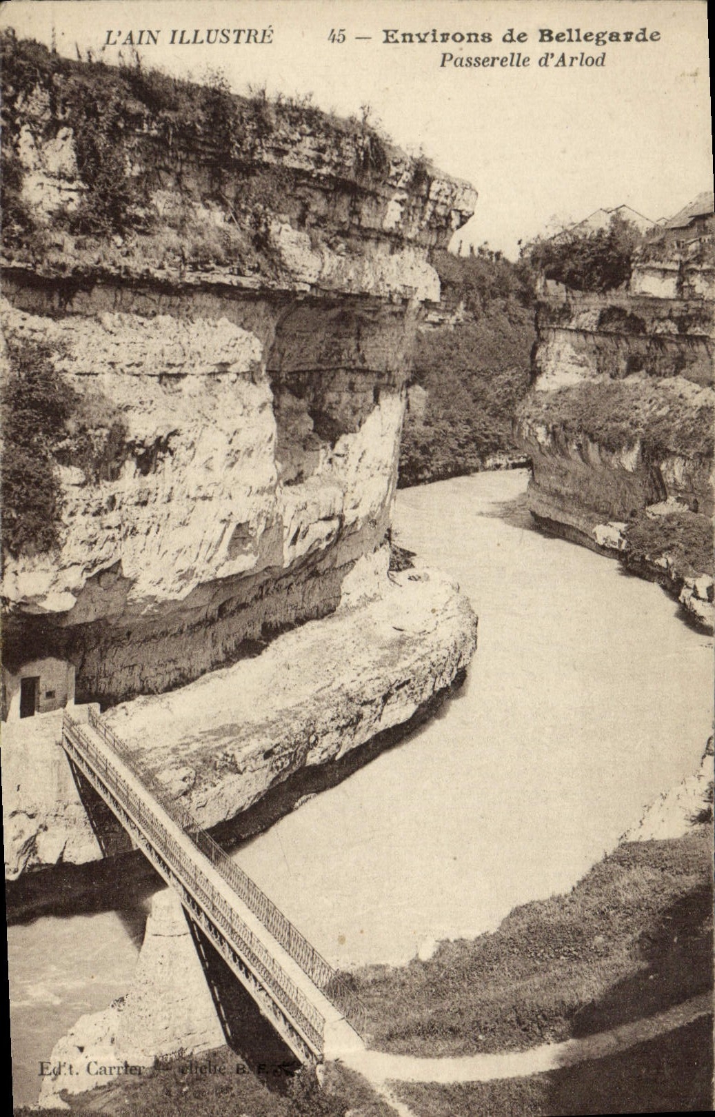 VINTAGE POSTCARD Surroundings of Bellegarde Footbridge of Arlod
