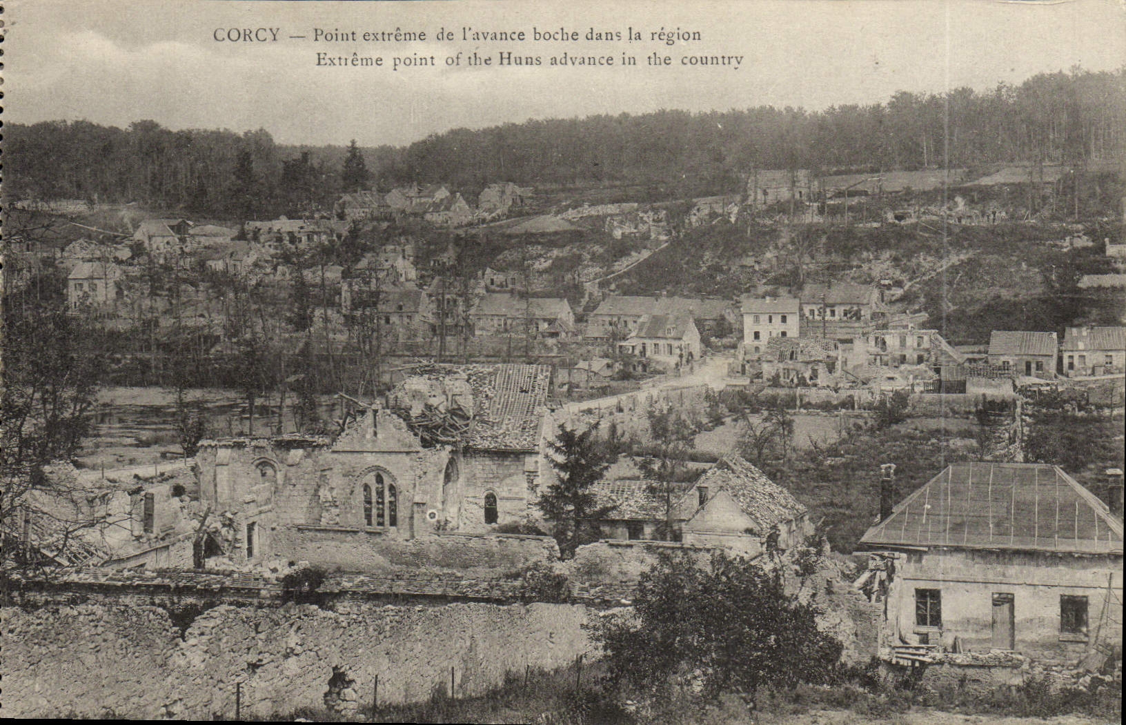 Extremo de Corcy de la POSTAL de la VENDIMIA no del alemán del avance en el área de Militaria
