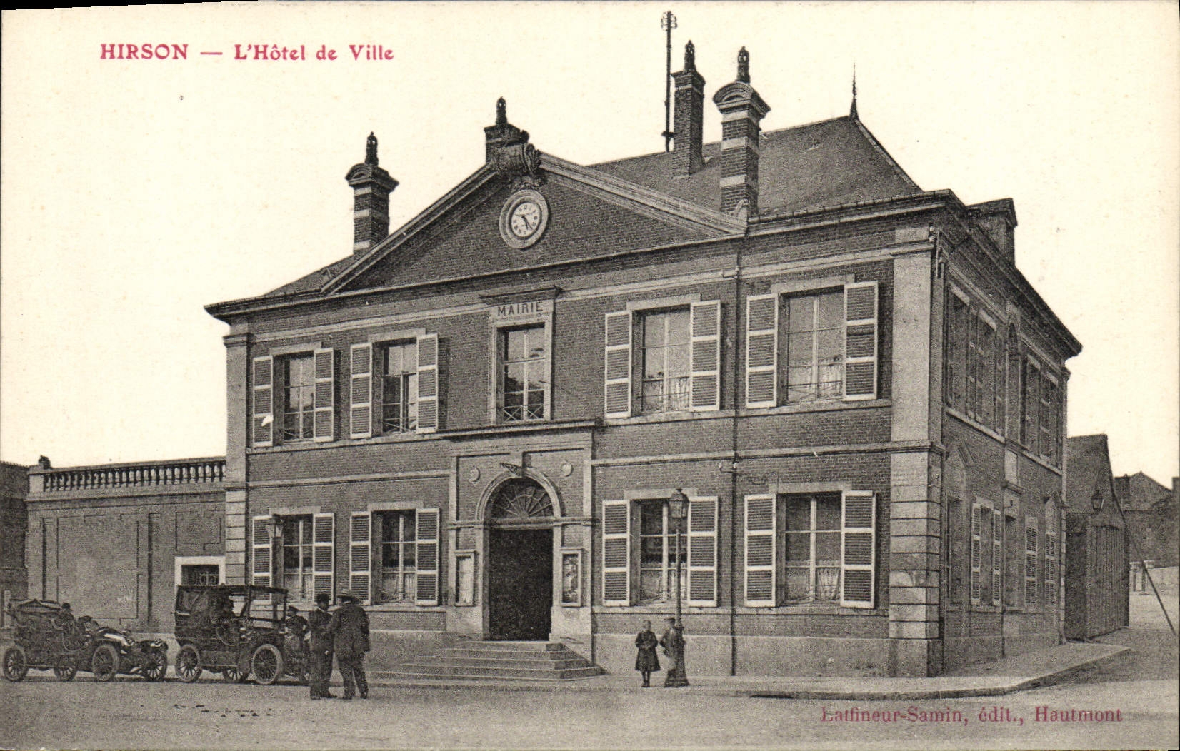 VINTAGE POSTCARD Hirson the Automobile Town hall