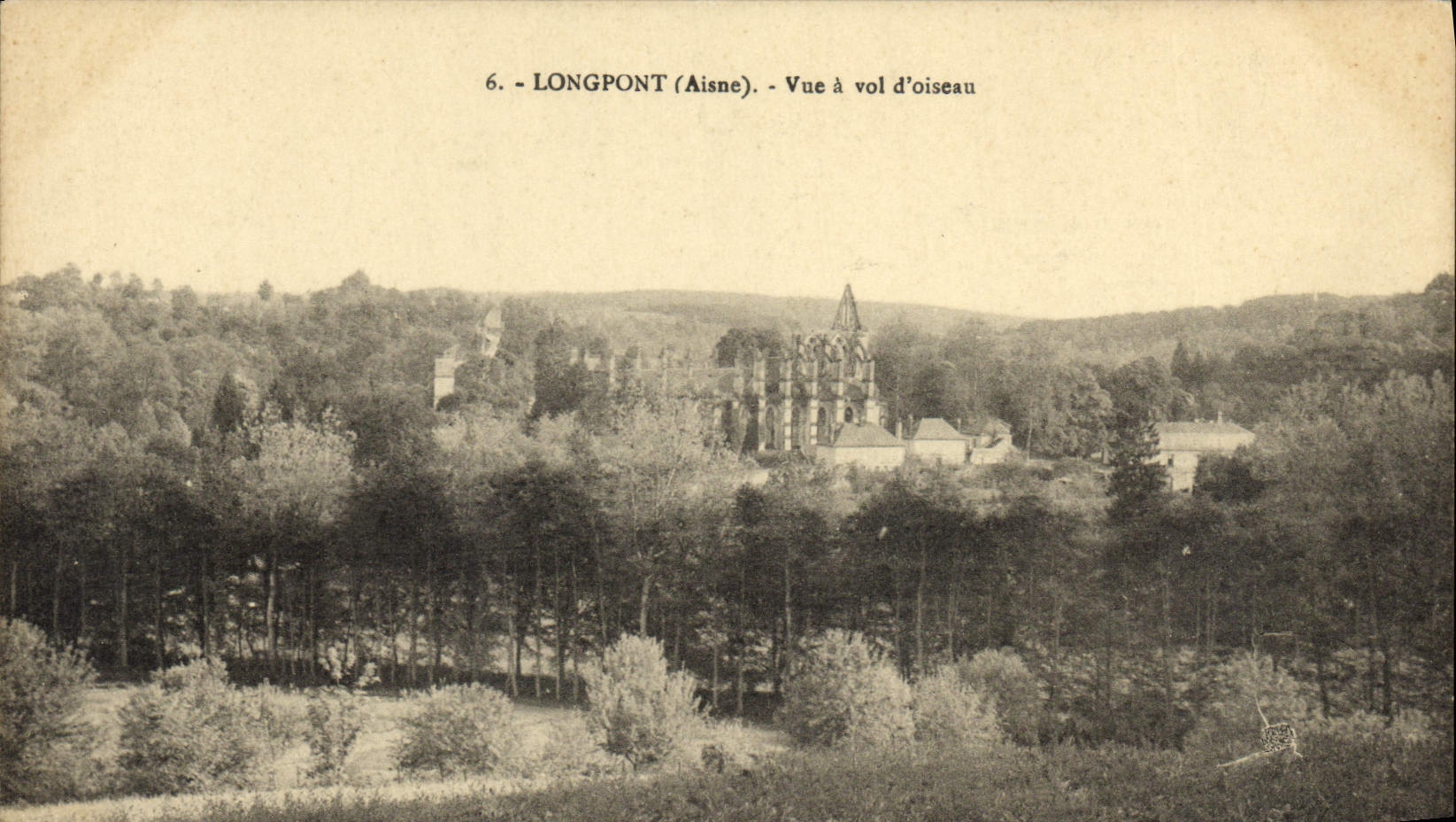 CPA Longpont Vue a vol d'oiseau
