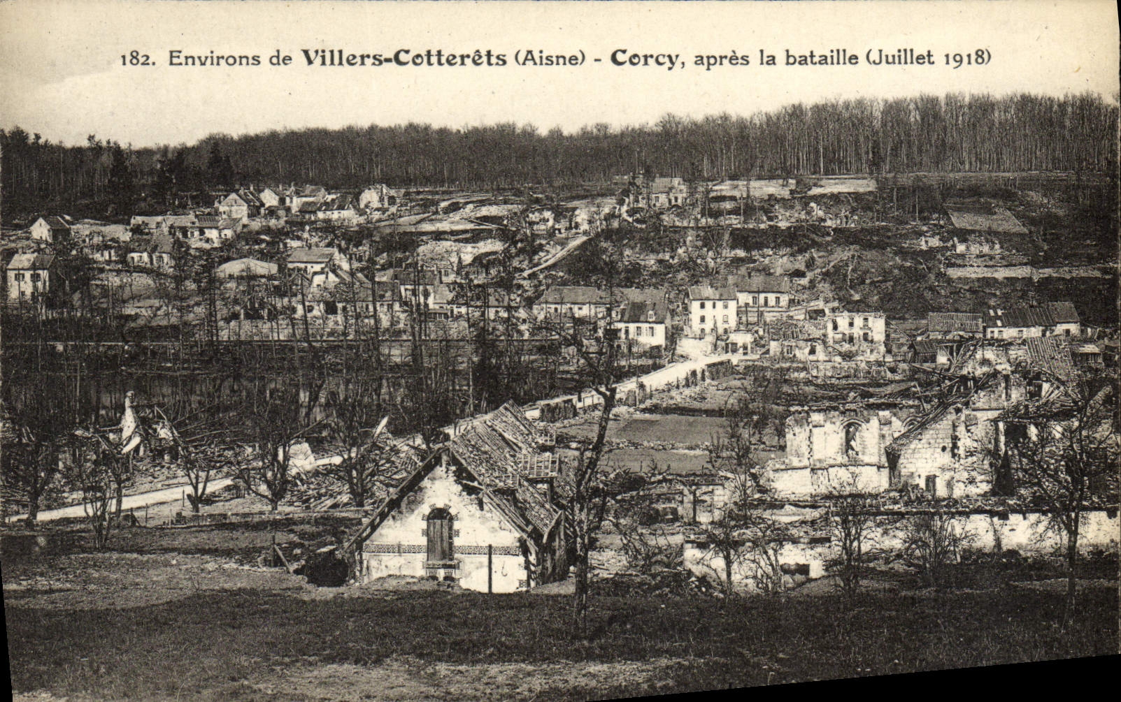 VINTAGE POSTCARD Surroundings of Villers Cotterets Corcy after the battle Militaria July 1918