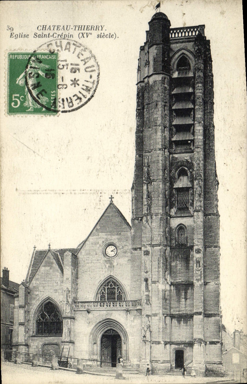 VINTAGE POSTCARD Castle Holy Thierry Church Crepin