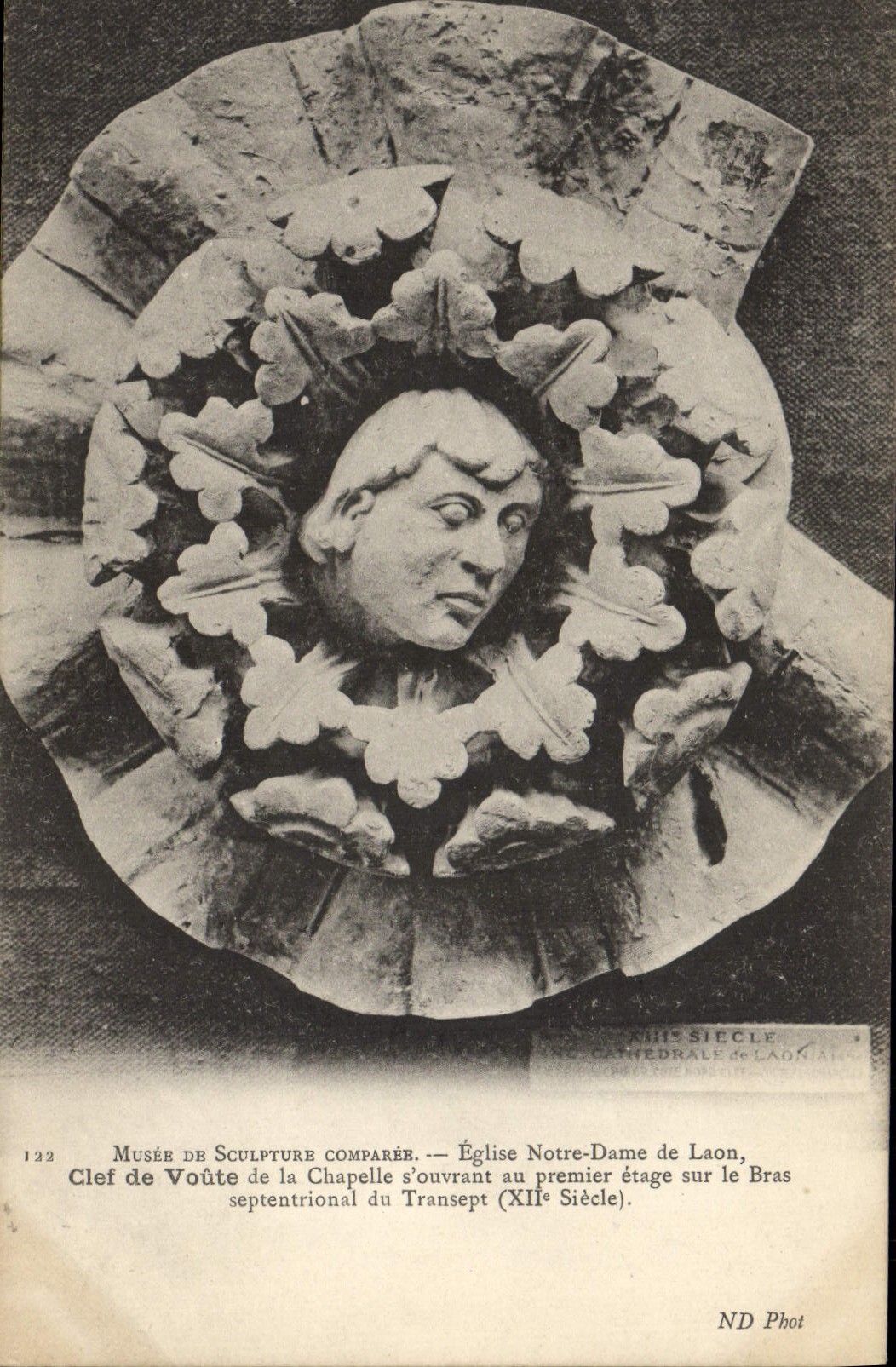 VINTAGE POSTCARD Museum of Sculpture Comparee Church Keystone Notre Dame de Laon of the vault