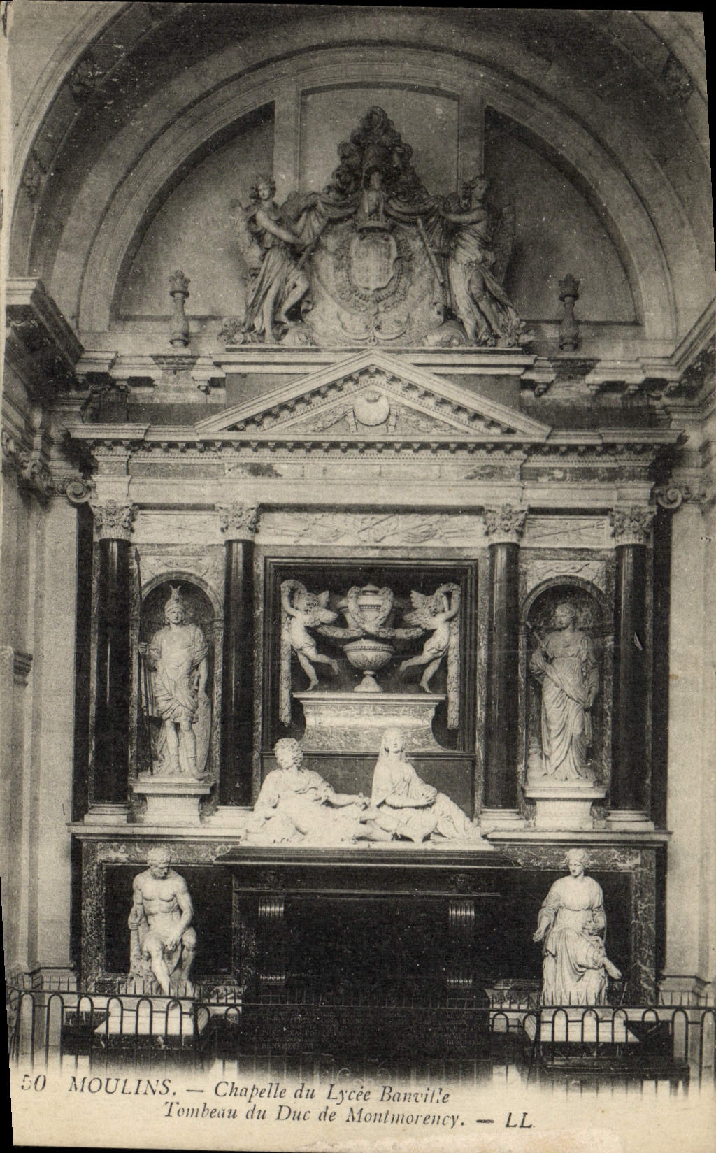 VINTAGE POSTCARD Moulins Vault of the College Banville Tomb of the Duke of Montmorency