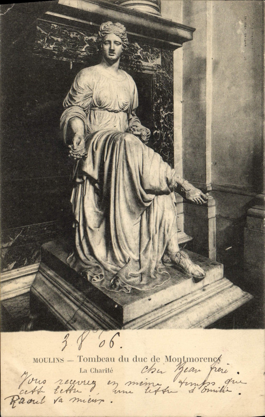 VINTAGE POSTCARD Moulins Tomb of the duke of Montmorency charity