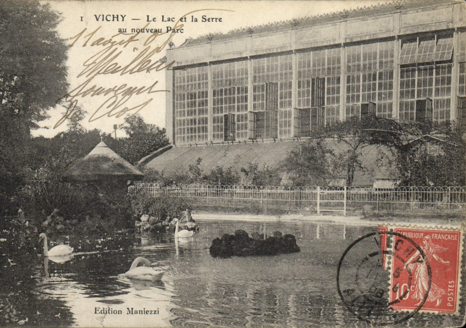 VINTAGE POSTCARD Vichy the Lake And the Greenhouse with the new park