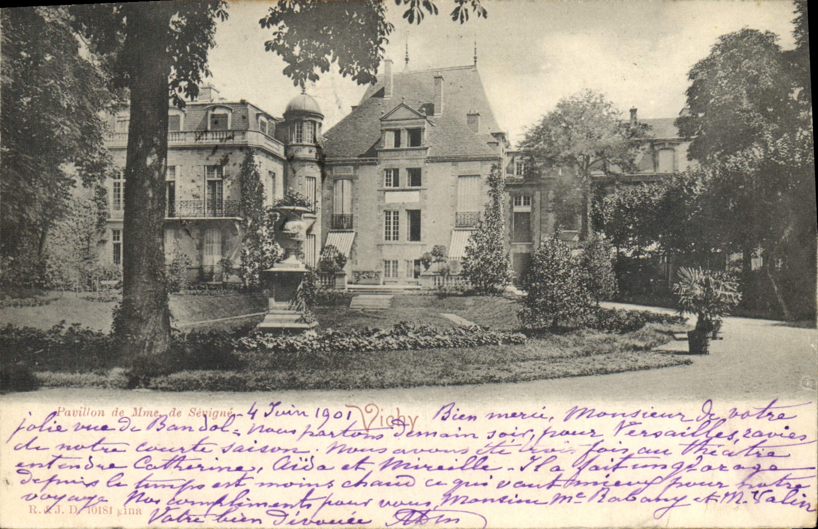 VINTAGE POSTCARD House of Mrs. de Sevigne Vichy