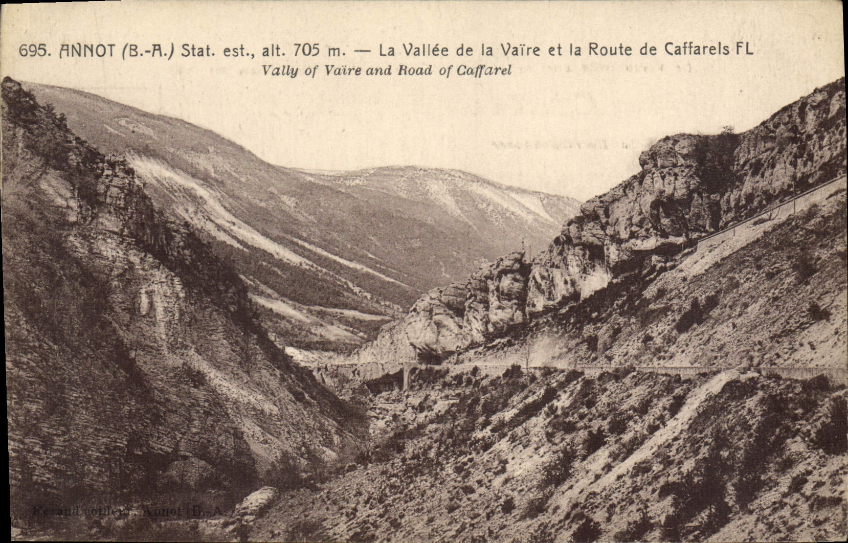 VINTAGE POSTCARD Annot the Valley Of Vairy And the Road De Caffarels