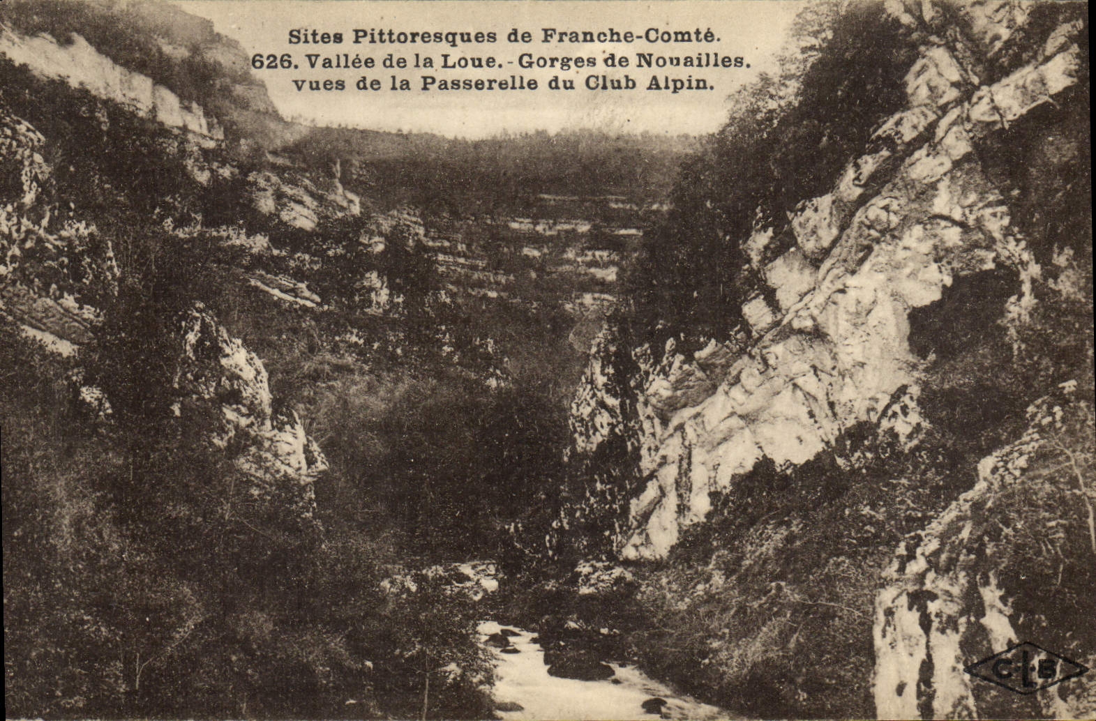 CPA Sites Pittoresques De Franche Comte Vallee De La Loue Gorges de Nouailles vues de la passerelle du club alpin 