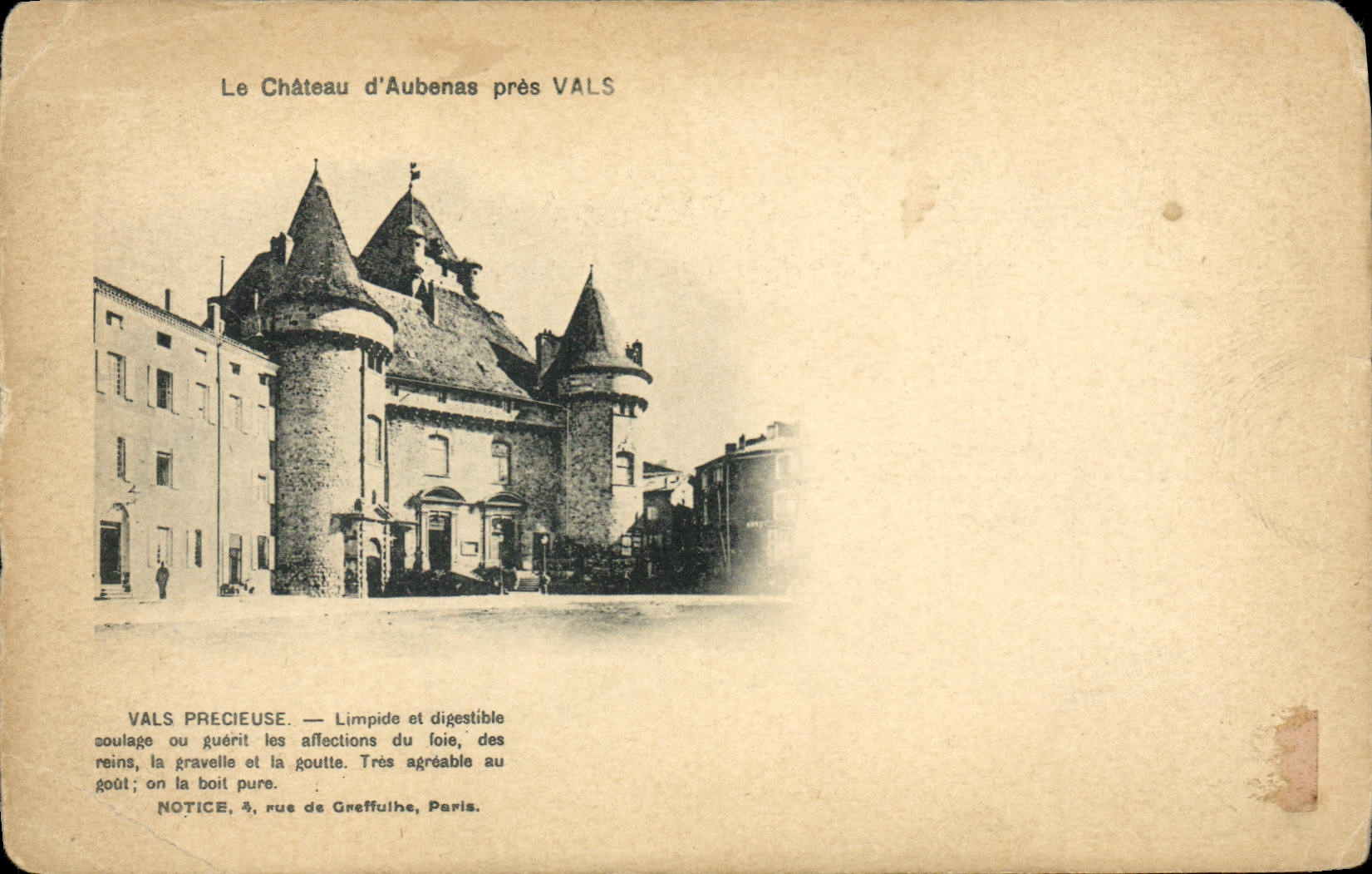 VINTAGE POSTCARD the Castle D' Aubrnas Close Valleys Valleys Invaluable