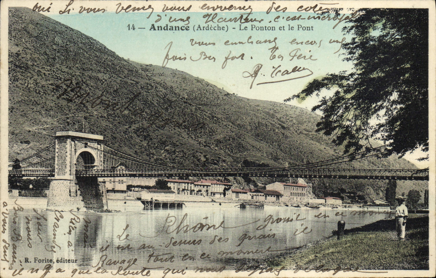 VINTAGE POSTCARD Andance the Pontoon And the Bridge