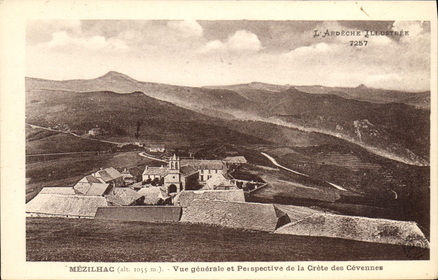 VINTAGE POSTCARD Illustrated Mezilhac View And Perspective Ardeche of Crete of the Cevennes