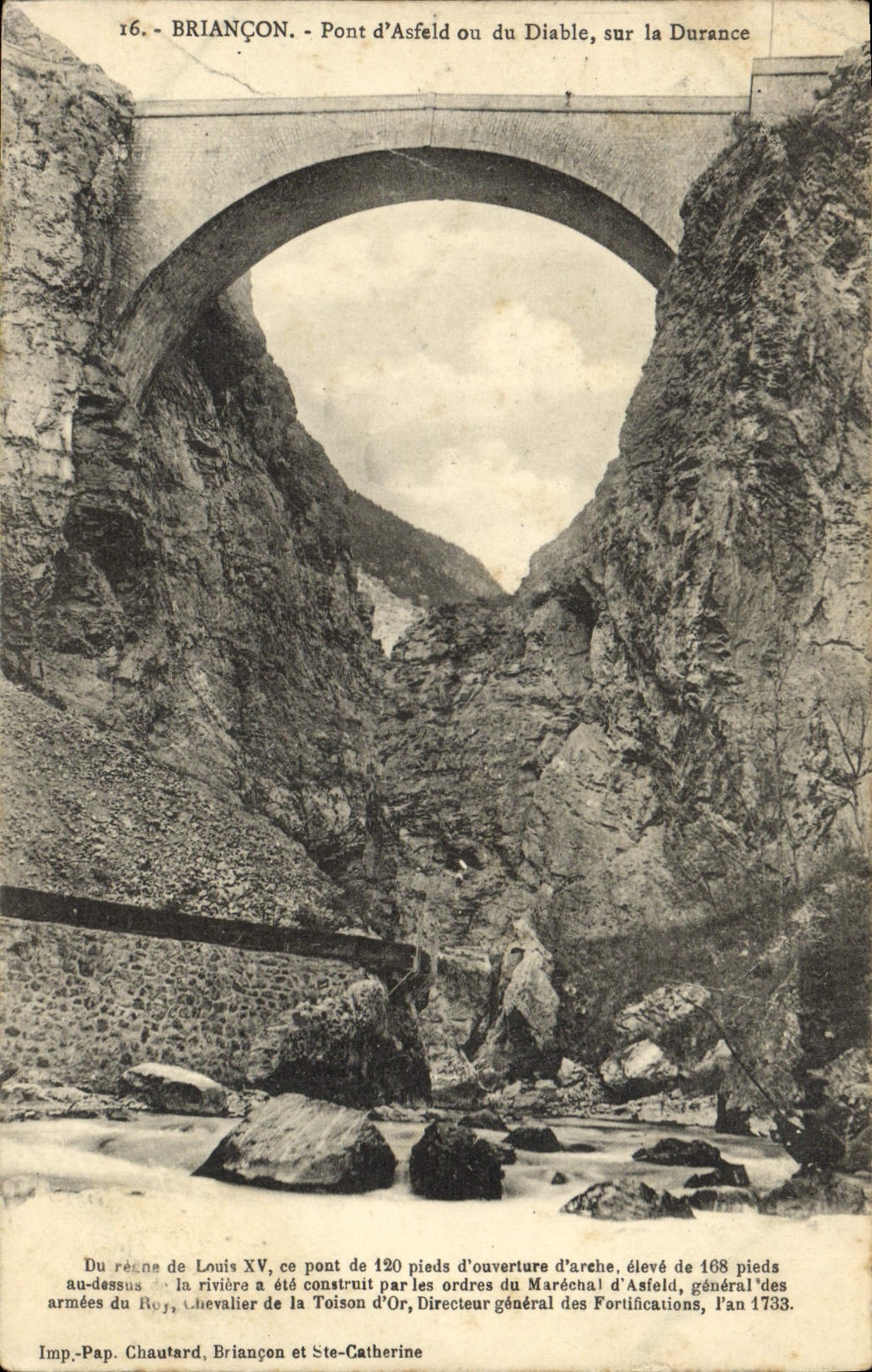 Puente D Asfeld de Briançon de la POSTAL de la VENDIMIA o del diablo en la prisión