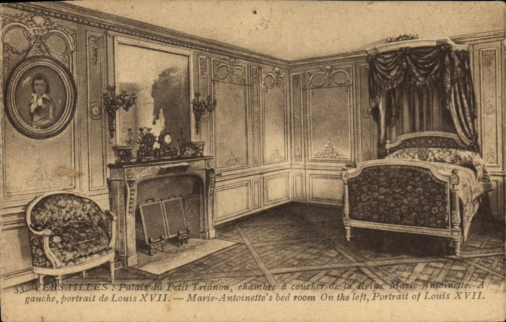 VINTAGE POSTCARD Versailles Chambre has to sleep of the queen