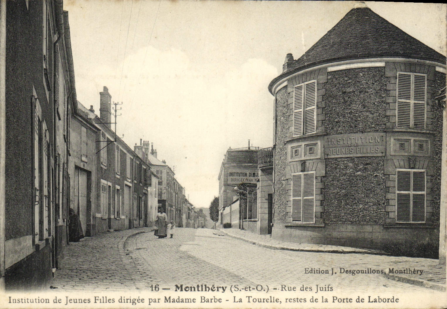 VINTAGE POSTCARD Montihery Street Of the Jews Institution of the Judaica young girls