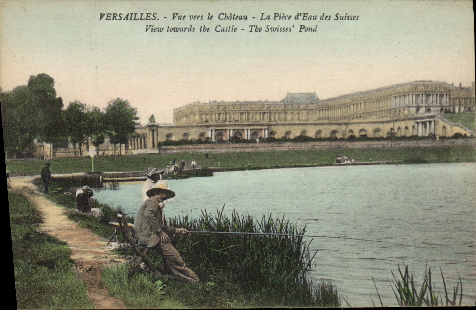 VINTAGE POSTCARD Versailles Seen towards the Castle the Water Part of Swiss Fishings Sinner