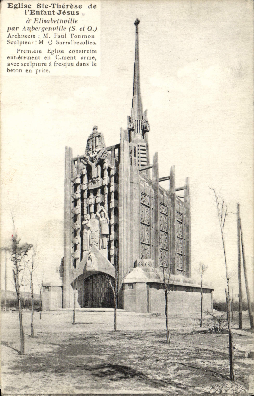 POSTAL Eglise co de la VENDIMIA. Teresa del niño de Jesús tiene Elisabethville de Aubengenville