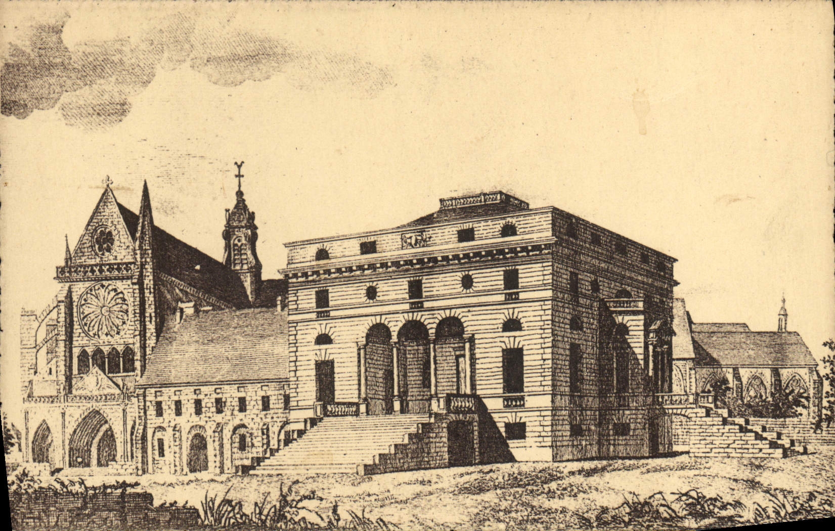 CPA Abbaye de Royaumont Asnieres sur Oise Eglise Palais abbatial