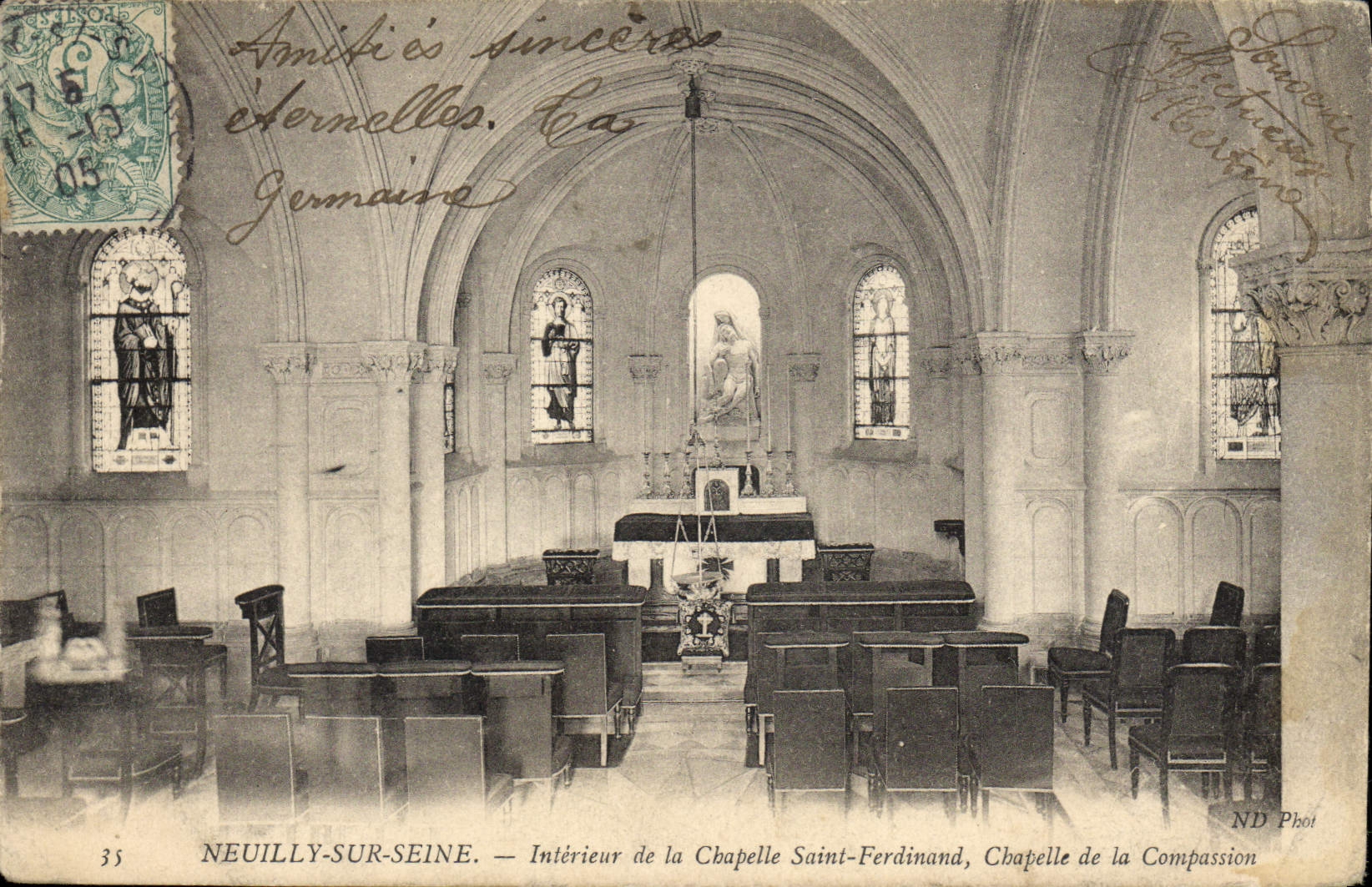 Interior de la POSTAL de la VENDIMIA Neuilly sur Seine de la cámara acorazada de la cámara acorazada de Fernando Saint de la compasión