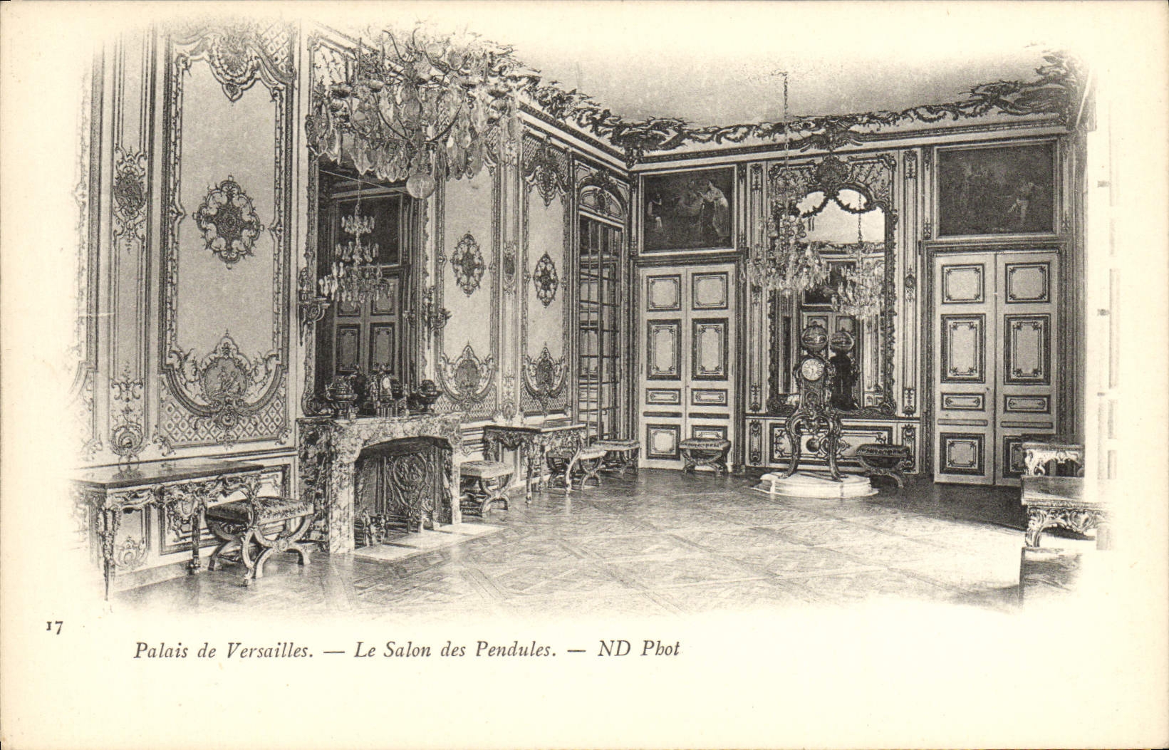 VINTAGE POSTCARD Versailles the Living room of the Pendulums