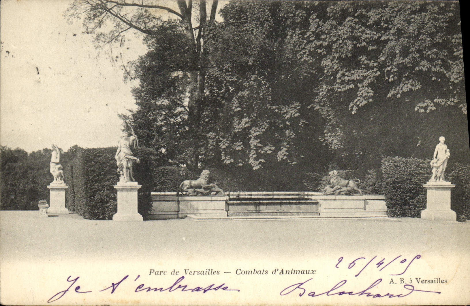 VINTAGE POSTCARD Versailles Engagements of Animals Lion